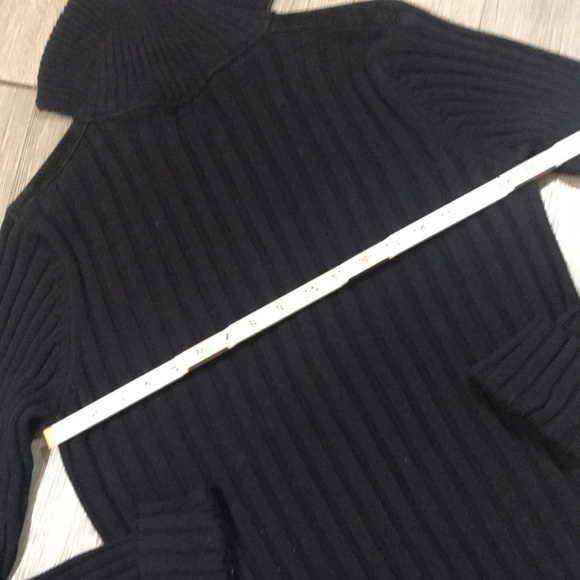 Denim & Co Black Zippers Front Black Cable Knit and Suede Cardigan Sweater - Picture 11 of 11